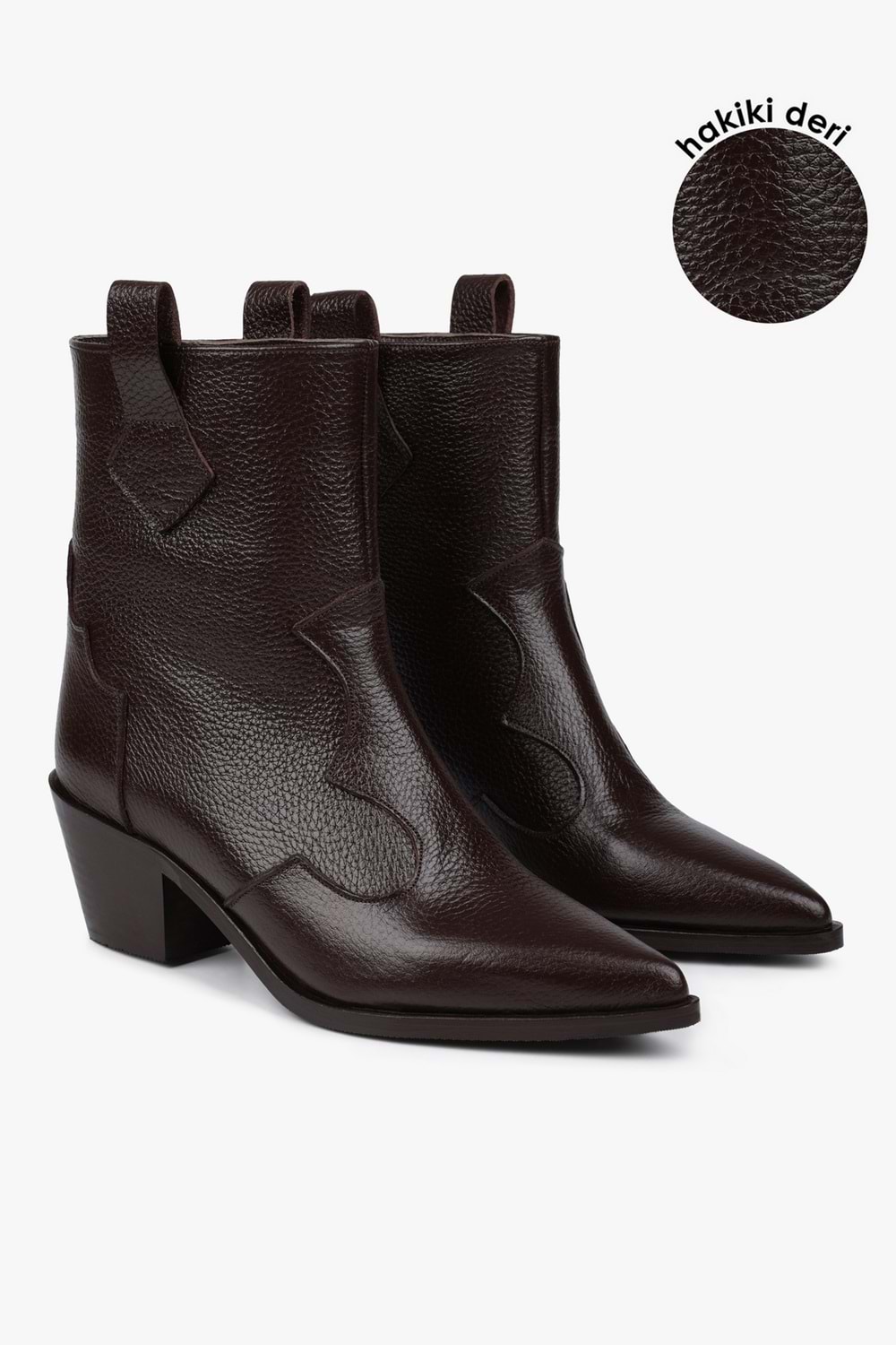 Kadın Maven Kahve Hakiki Deri Kovboy Bot