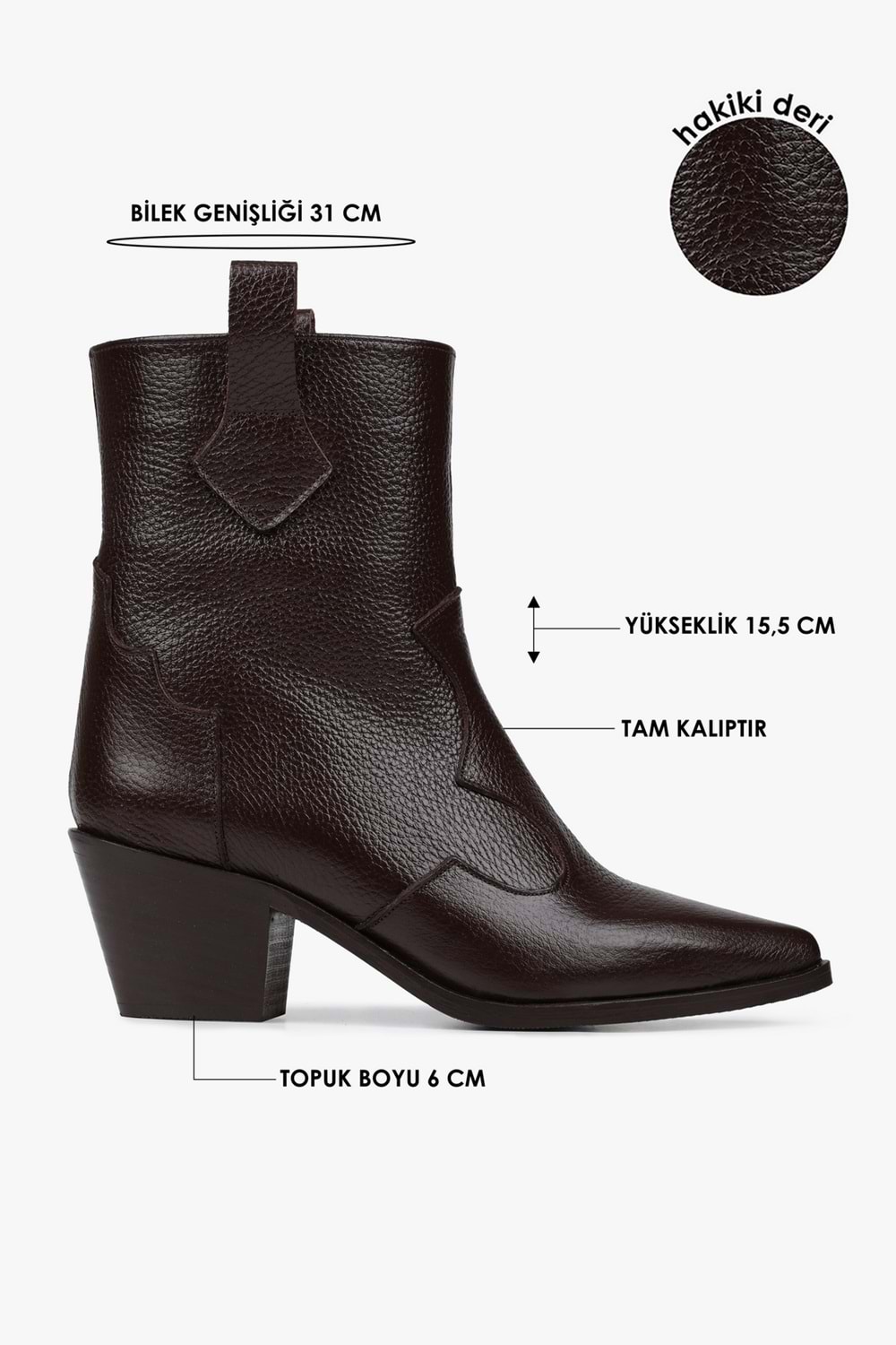Kadın Maven Kahve Hakiki Deri Kovboy Bot