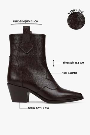 Kadın Maven Kahve Hakiki Deri Kovboy Bot