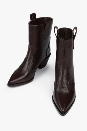 Kadın Maven Kahve Hakiki Deri Kovboy Bot