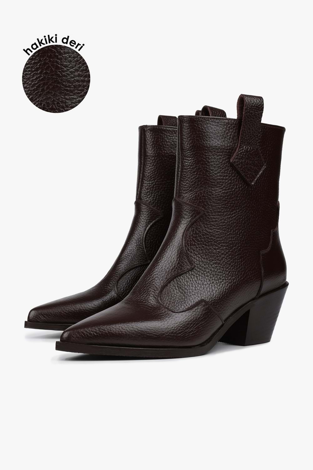 Kadın Maven Kahve Hakiki Deri Kovboy Bot
