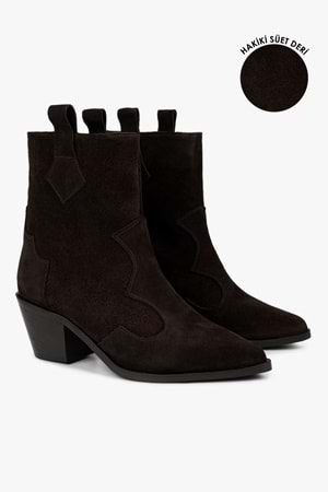 Kadın Maven Acı Kahve Hakiki Süet Deri Kovboy Bot