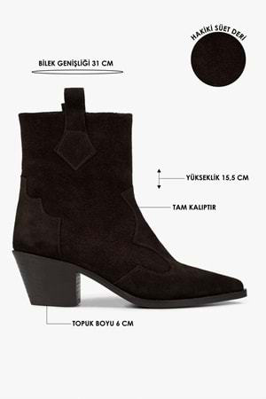 Kadın Maven Acı Kahve Hakiki Süet Deri Kovboy Bot