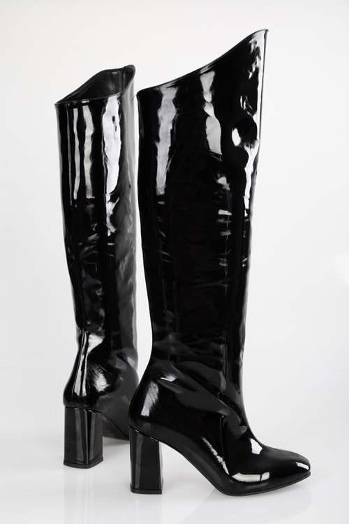 Kadın Lyla Siyah Rugan Topuklu Çizme