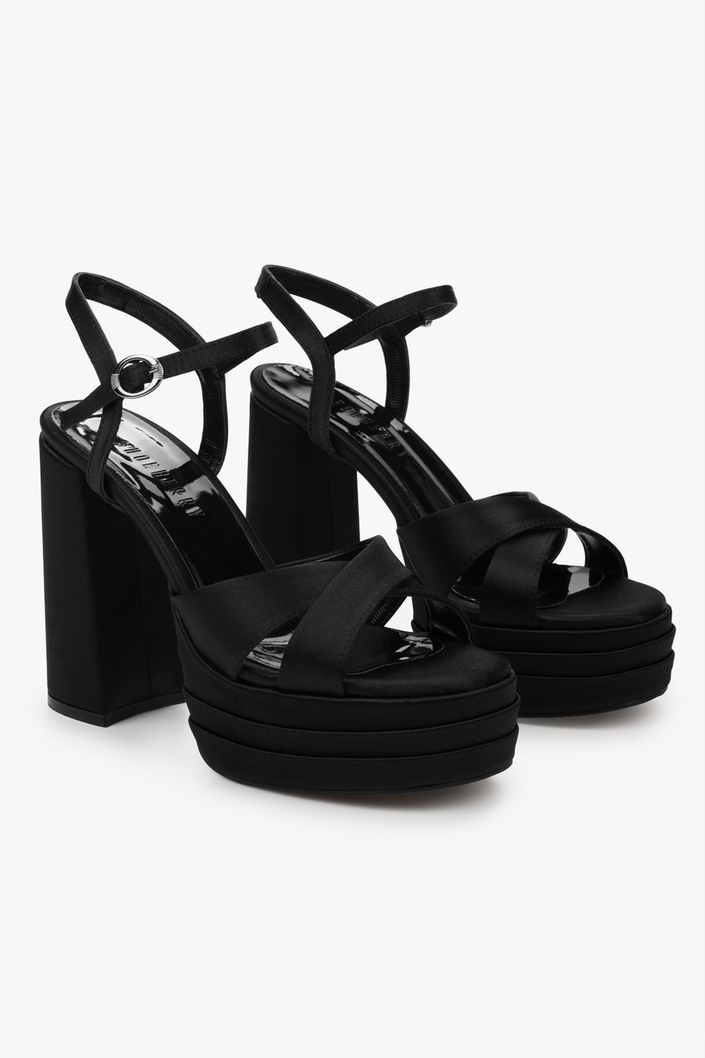 Kadın Eliva Siyah Saten Platform Topuklu Ayakkabı