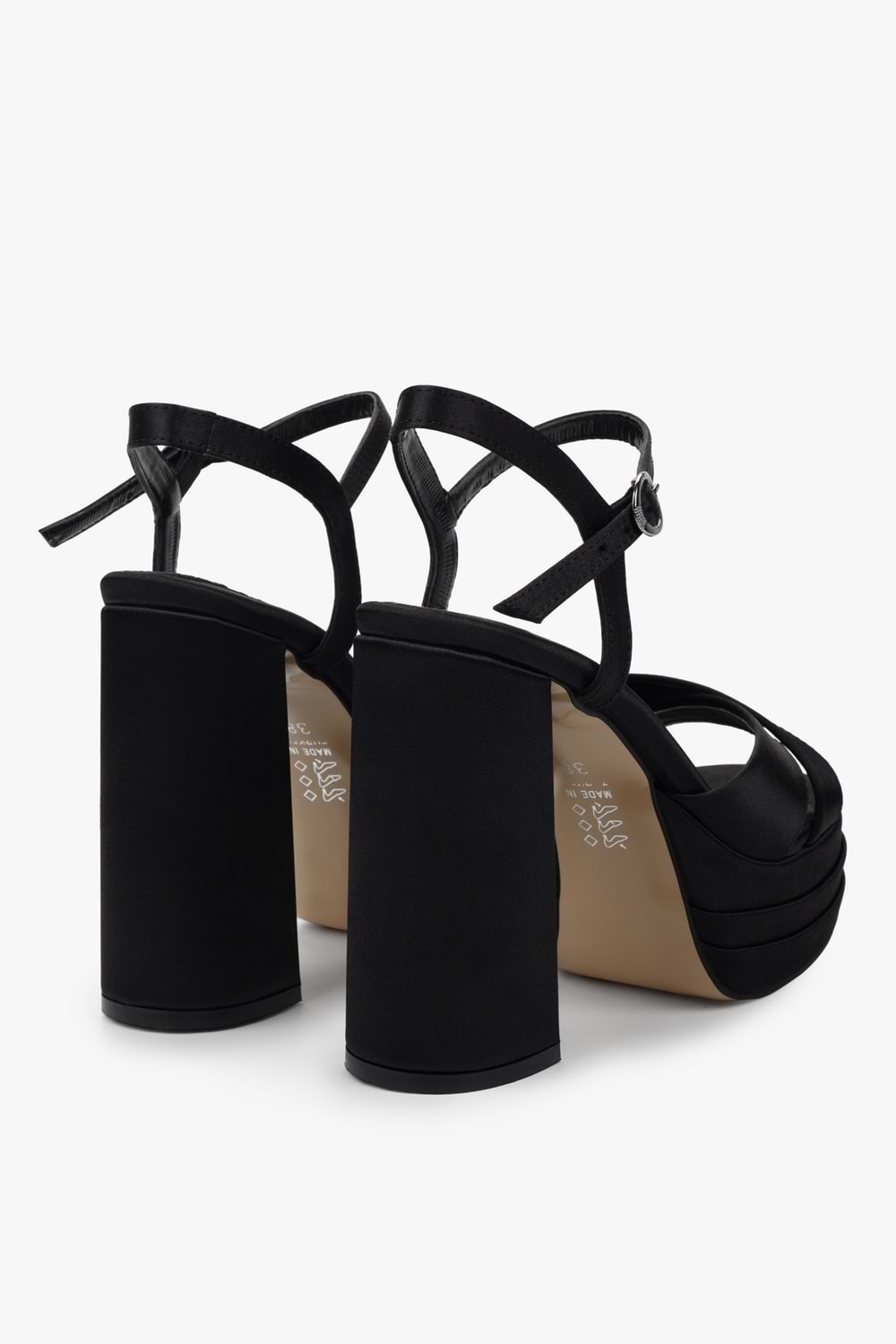 Kadın Eliva Siyah Saten Platform Topuklu Ayakkabı