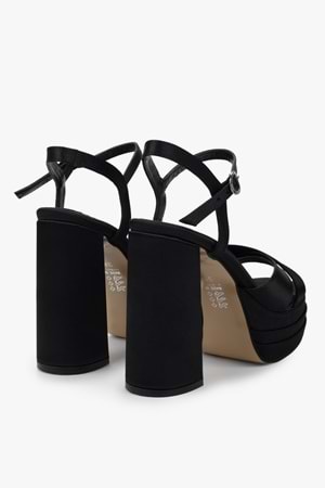 Kadın Eliva Siyah Saten Platform Topuklu Ayakkabı