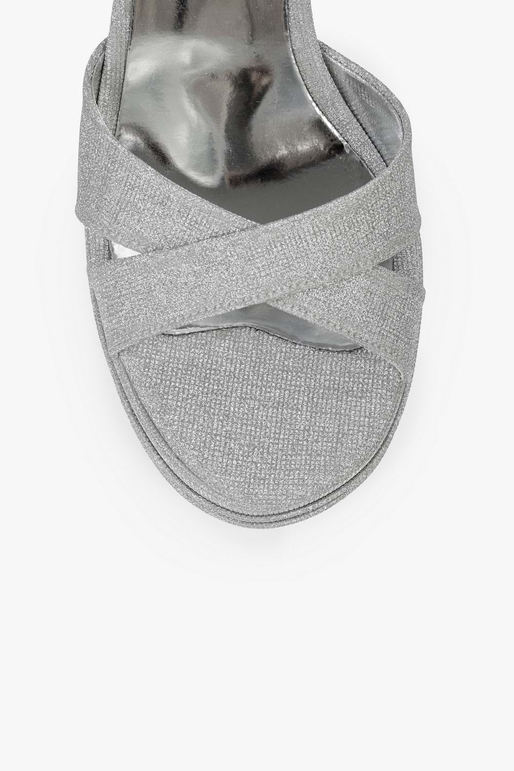 Kadın Eliva Gümüş Simli Platform Topuklu Ayakkabı