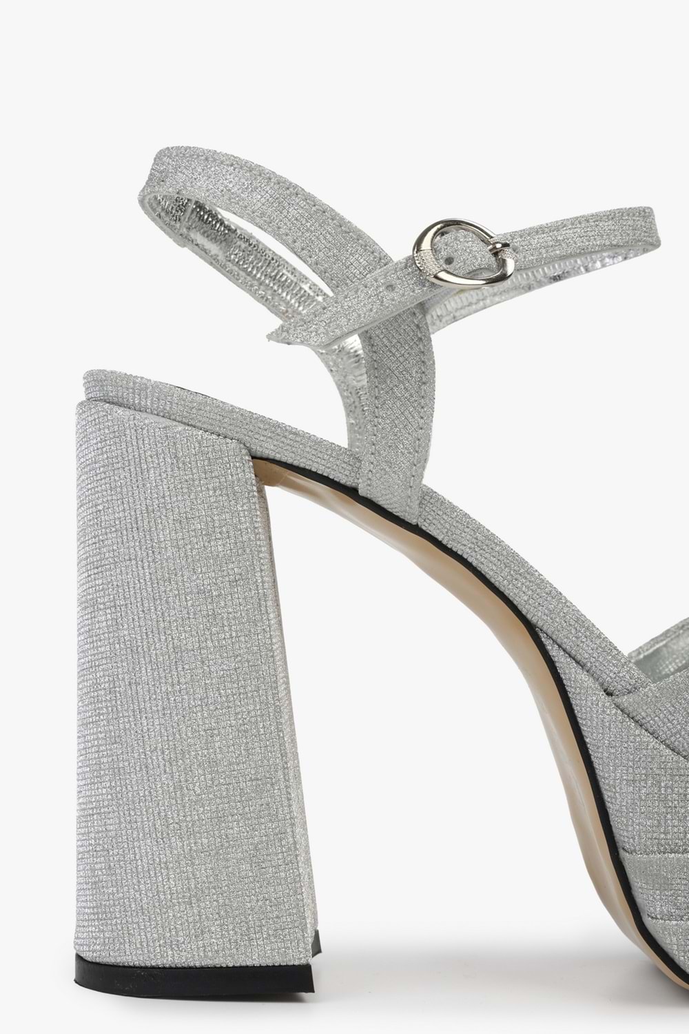 Kadın Eliva Gümüş Simli Platform Topuklu Ayakkabı