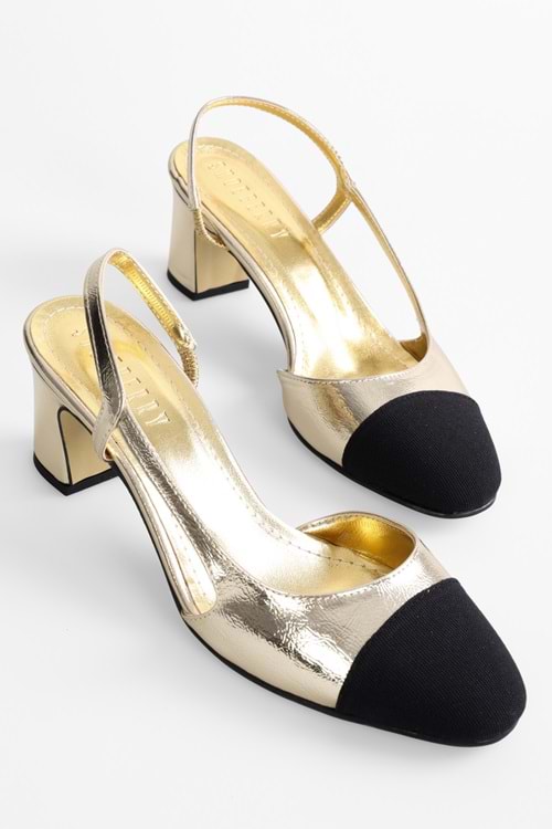 Kadın Liera Altın Parlak Topuklu Ayakkabı