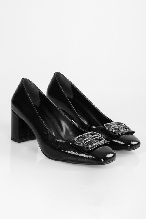 Kadın Letizia Siyah Rugan Tokalı Topuklu Ayakkabı