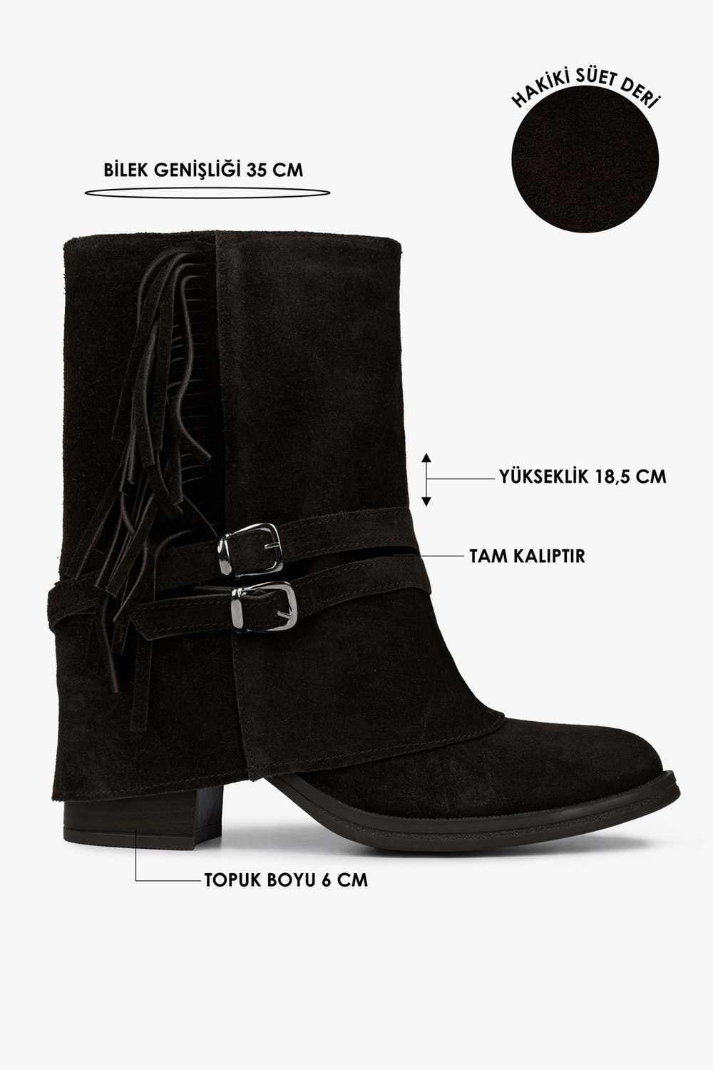 Kadın Inferno Acı Kahve Hakiki Süet Deri Püsküllü Bot