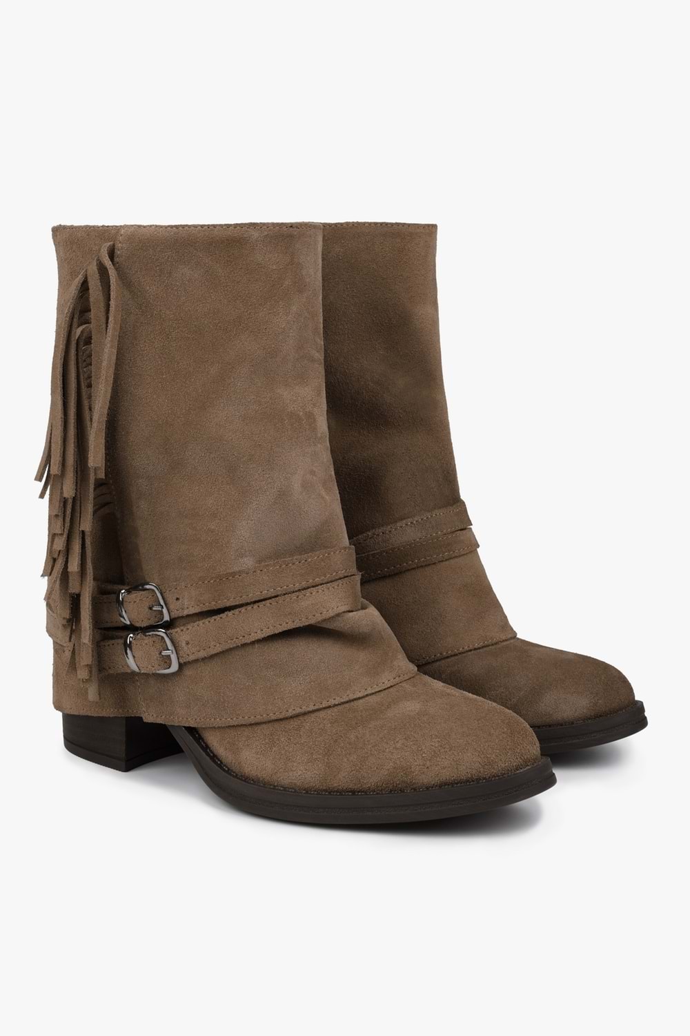 Kadın Inferno Vizon Hakiki Süet Deri Püsküllü Bot