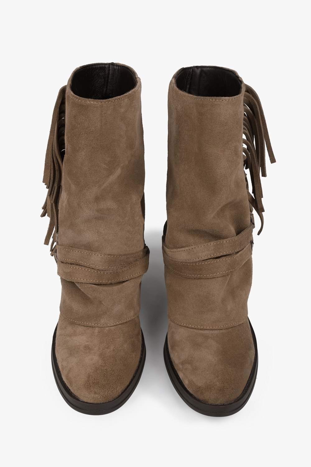 Kadın Inferno Vizon Hakiki Süet Deri Püsküllü Bot