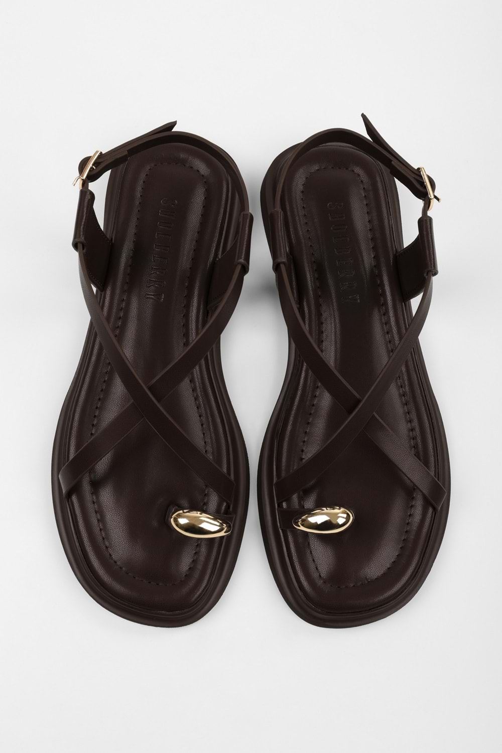 Kadın Julina Kahve Cilt Tokalı Sandalet