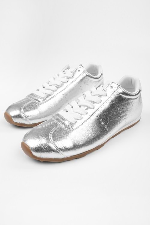 Kadın Taren Gümüş Parlak Sneaker