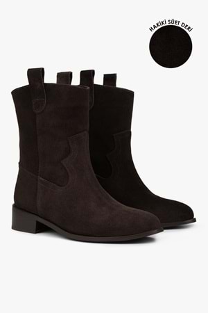 Kadın Hide Acı Kahve Hakiki Süet Deri Bot