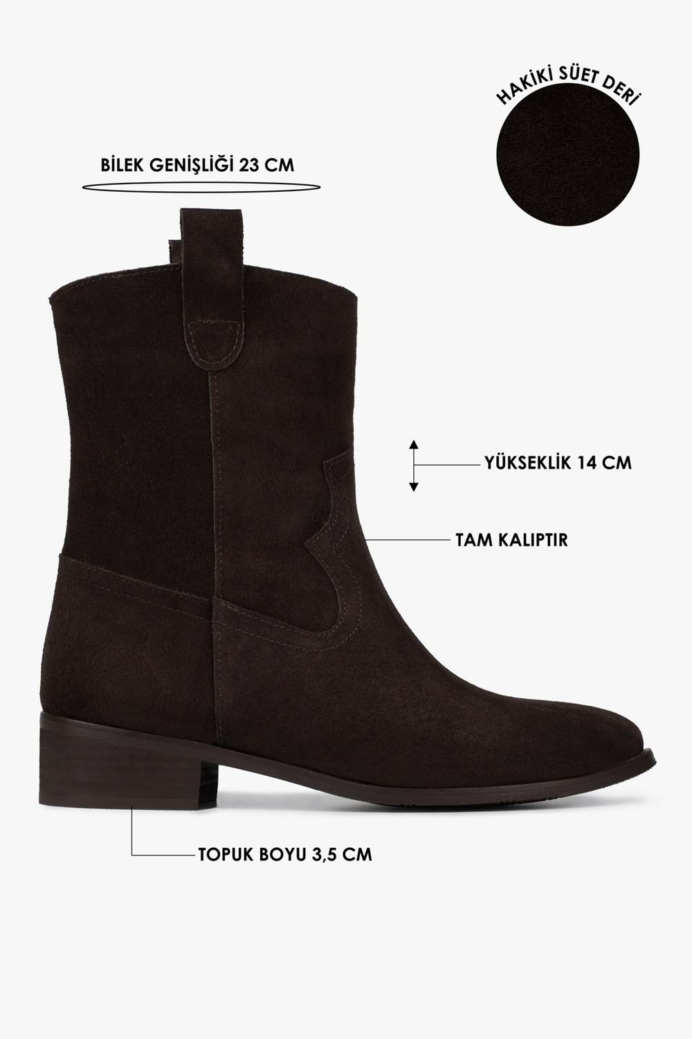 Kadın Hide Acı Kahve Hakiki Süet Deri Bot
