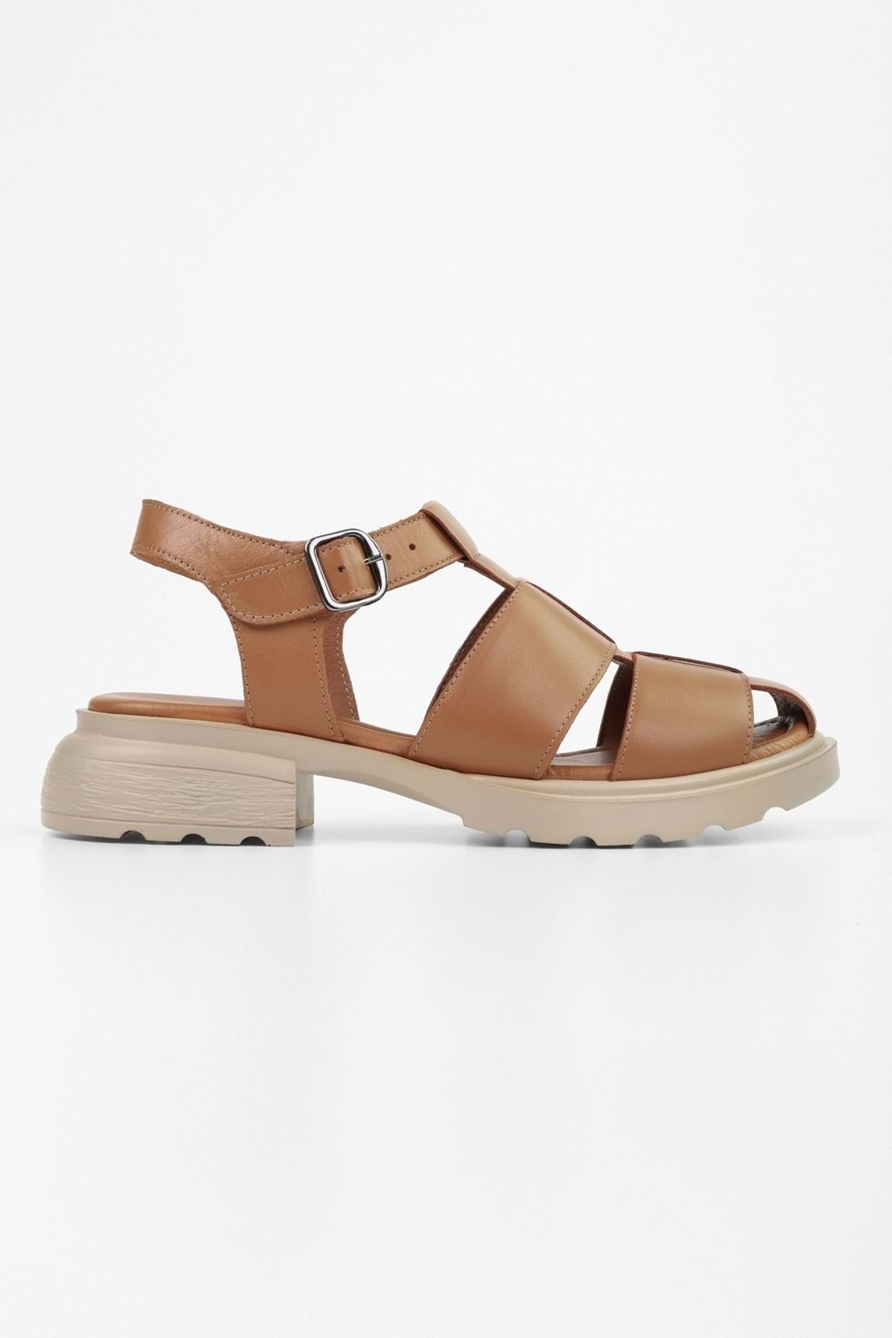 Kadın Sandy Taba Hakiki Deri Sandalet