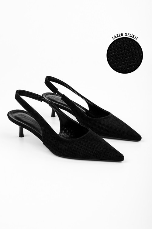 Kadın Vanie Siyah Süet Lazer Delikli Stiletto
