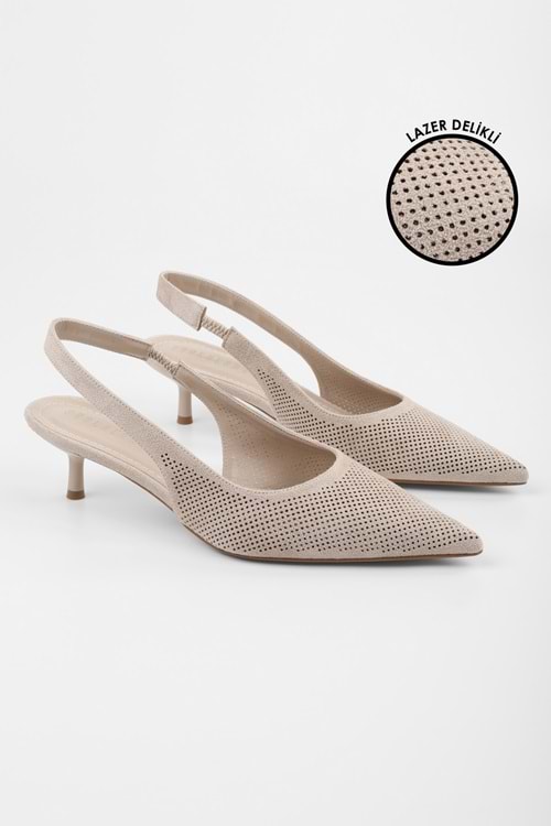 Kadın Vanie Ten Süet Lazer Delikli Stiletto
