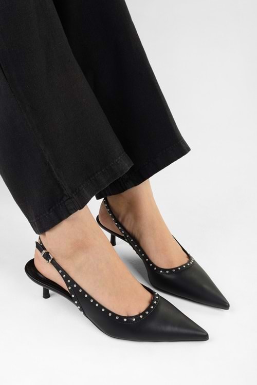 Kadın Nina Siyah Cilt Troklu Stiletto