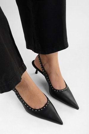 Kadın Nina Siyah Cilt Troklu Stiletto