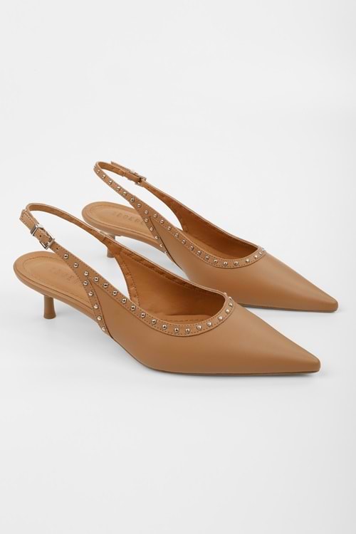 Kadın Nina Taba Cilt Troklu Stiletto