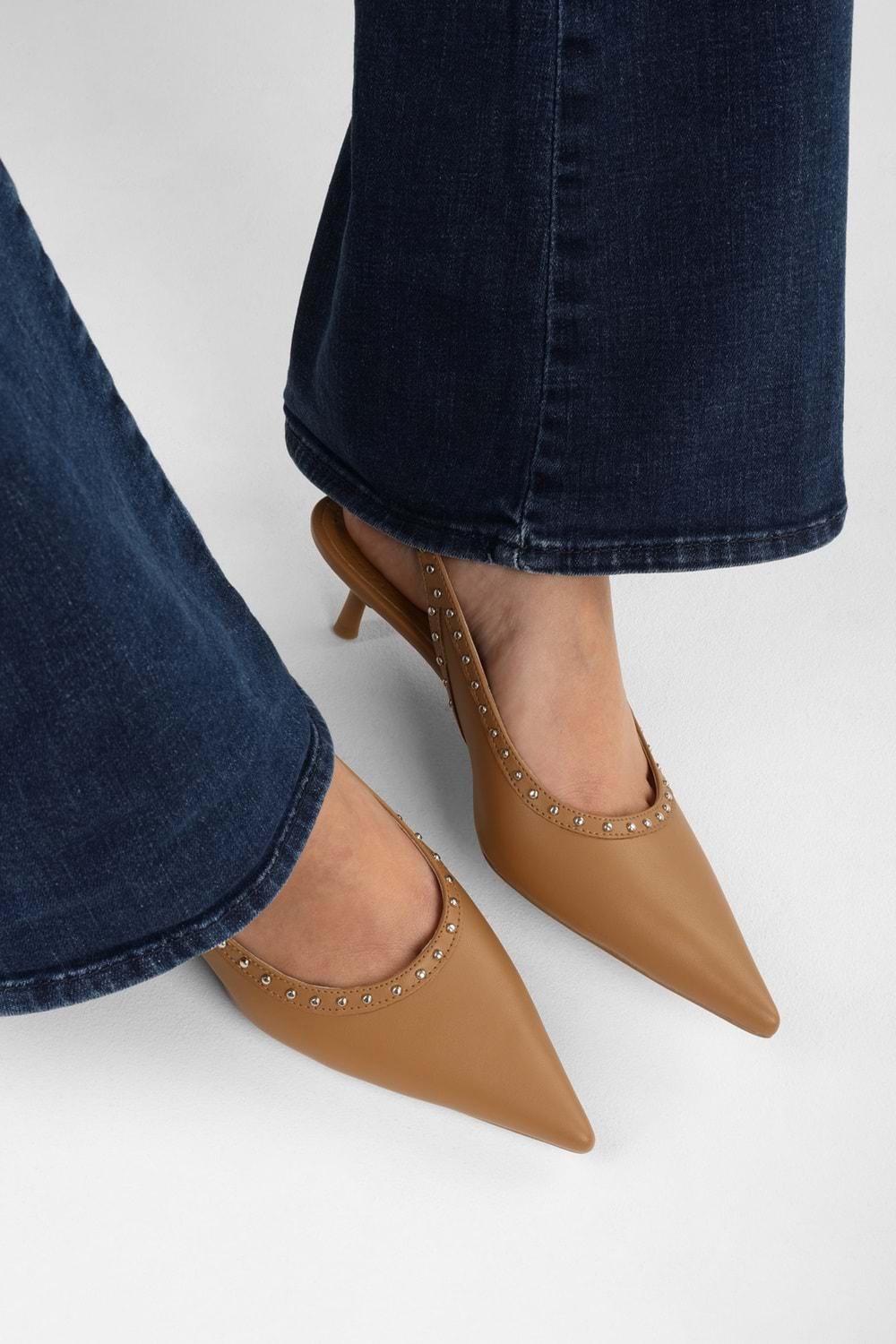 Kadın Nina Taba Cilt Troklu Stiletto
