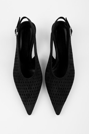 Kadın Rilou Siyah Süet Delikli Dekolteli Stiletto
