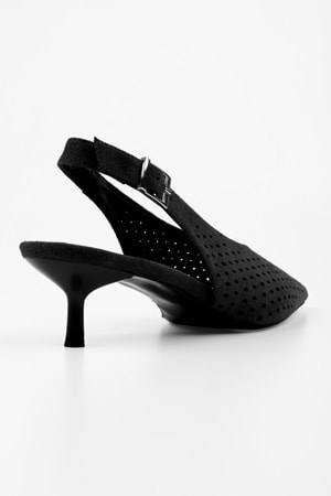 Kadın Rilou Siyah Süet Delikli Dekolteli Stiletto