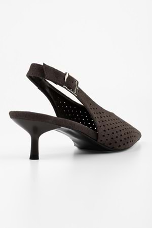 Kadın Rilou Acı Kahve Süet Delikli Dekolteli Stiletto