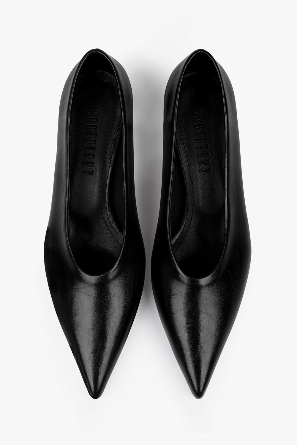 Kadın Corin Siyah Cilt Kısa Topuklu Stiletto