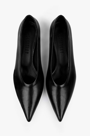 Kadın Corin Siyah Cilt Kısa Topuklu Stiletto