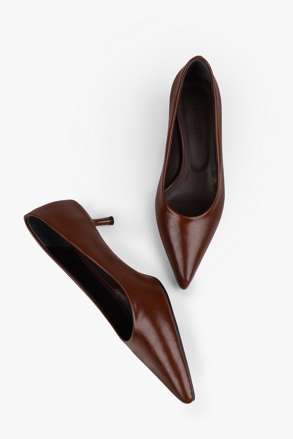 Kadın Corin Karamel Cilt Kısa Topuklu Stiletto