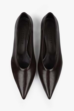 Kadın Corin Acı Kahve Cilt Kısa Topuklu Stiletto