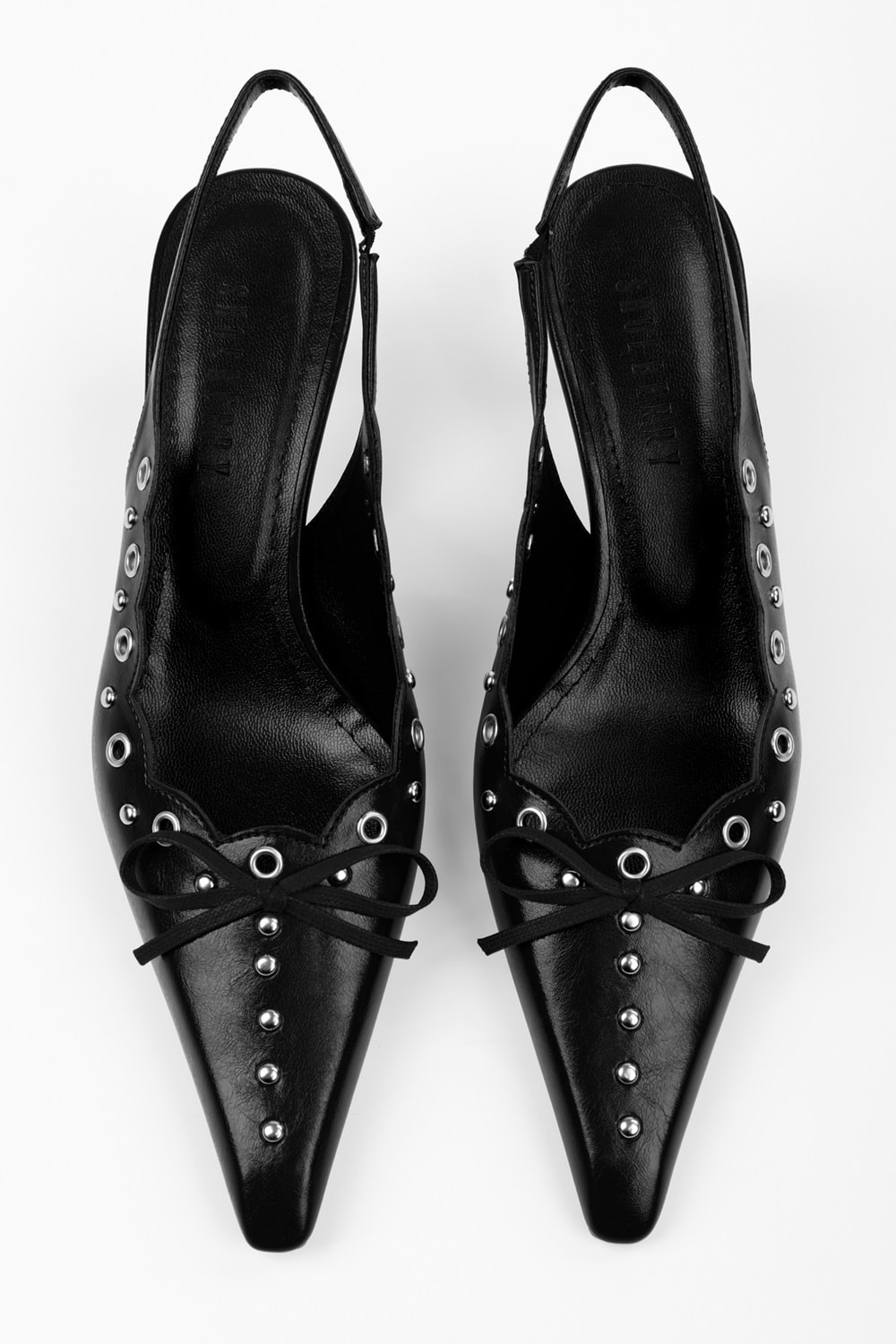 Kadın Spice Siyah Cilt Fiyonk Detaylı Stiletto