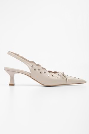 Kadın Spice Ekru Cilt Fiyonk Detaylı Stiletto