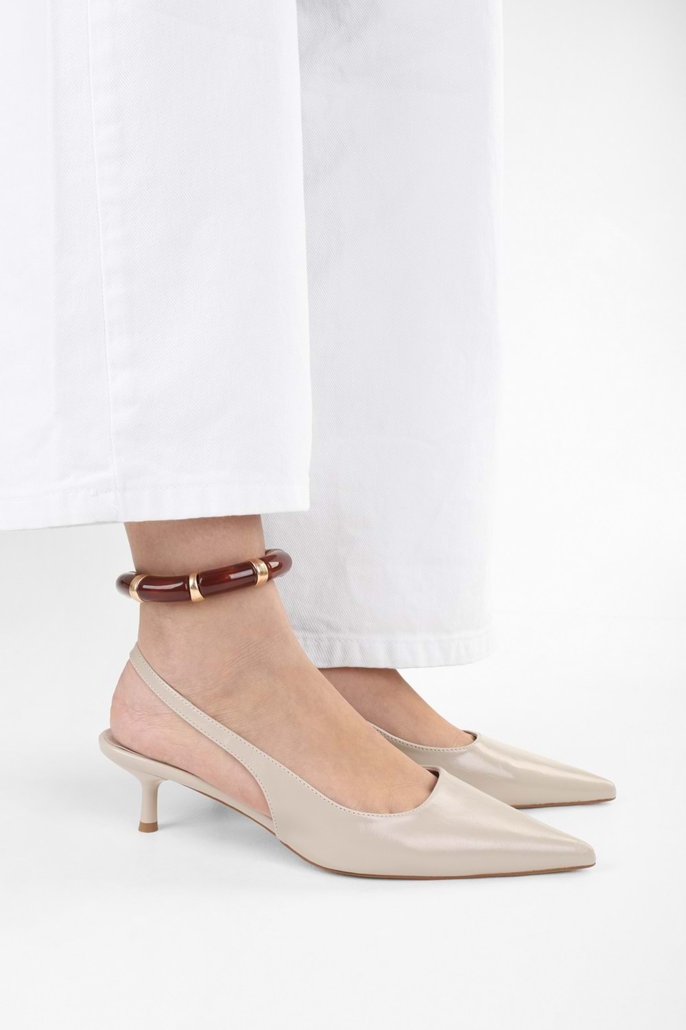 Kadın Kate Ekru Cilt Stiletto