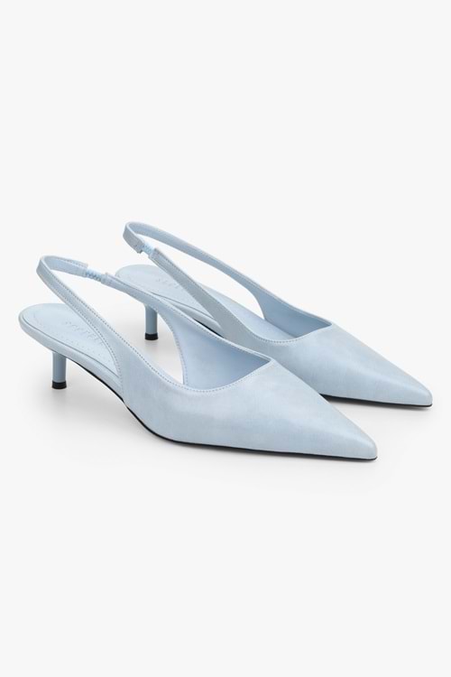 Kadın Kate Bebe Mavisi Cilt Mini Topuklu Stiletto