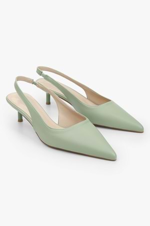 Kadın Kate Mint Yeşil Cilt Mini Topuklu Stiletto