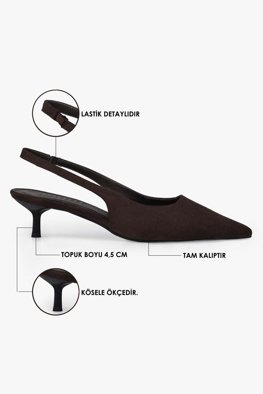 Kadın Kate Acı Kahve Süet Stiletto