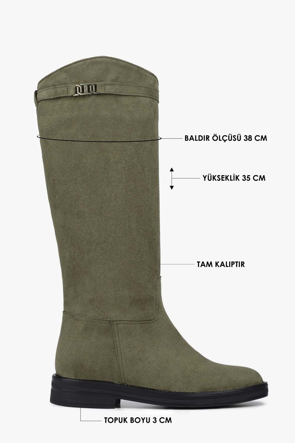 Kadın Valen Yağ Yeşili Süet Çizme