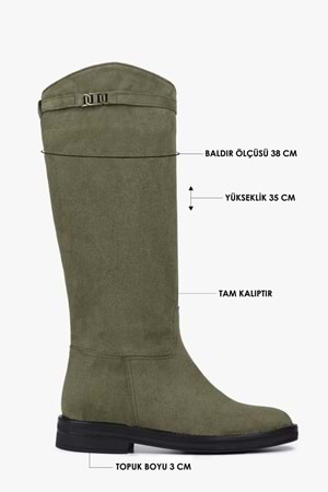 Kadın Valen Yağ Yeşili Süet Çizme