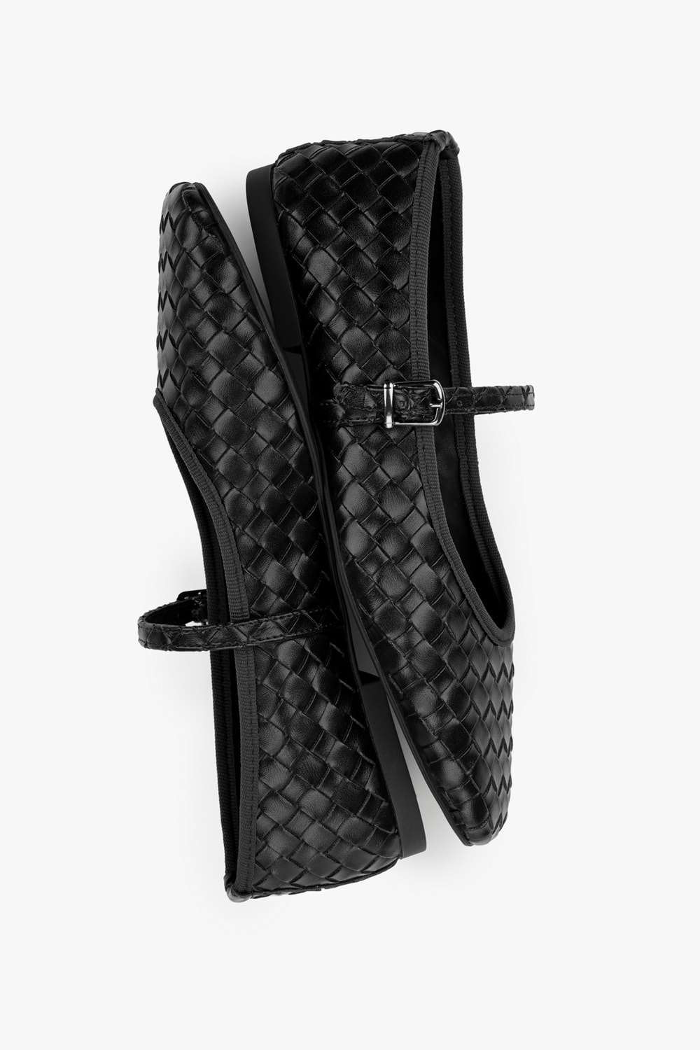 Kadın Lunel Siyah Cilt Örgü Görünümlü Babet