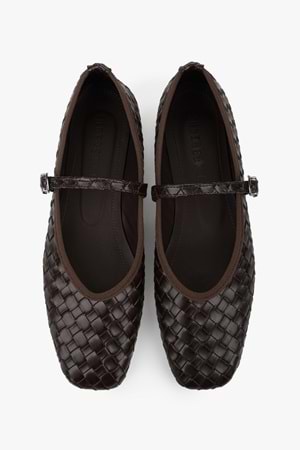 Kadın Lunel Kahve Cilt Örgü Görünümlü Babet