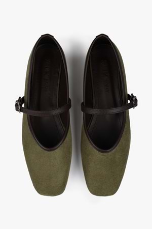 Kadın Lunel Yağ Yeşili Süet Babet