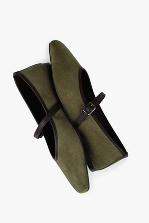 Kadın Lunel Yağ Yeşili Süet Babet