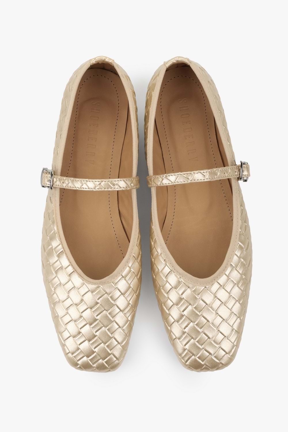 Kadın Lunel Altın Cilt Örgü Görünümlü Babet