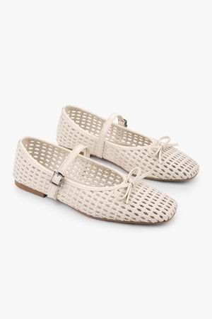 Kadın Alira Ekru Cilt Fiyonklu Örgü Babet